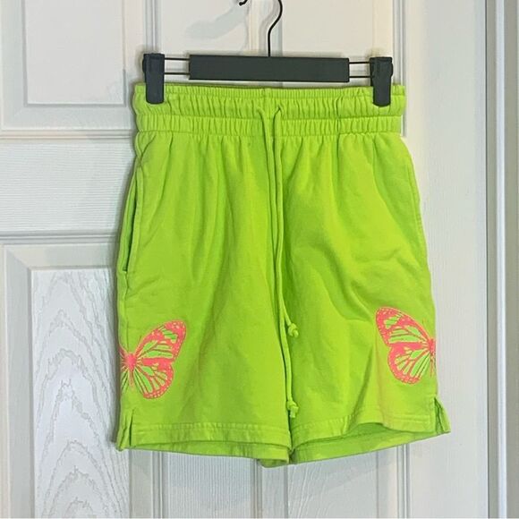 Frankie's Bikinis Burl Grass Green Butterfly Print Sweatshorts Women's Medium M - Picture 4 of 10